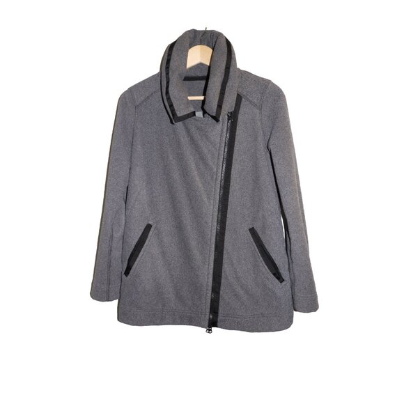 Lululemon Moto Asymmetric Zip Fleece Sweatshirt Jacket Grey - Picture 2 of 8